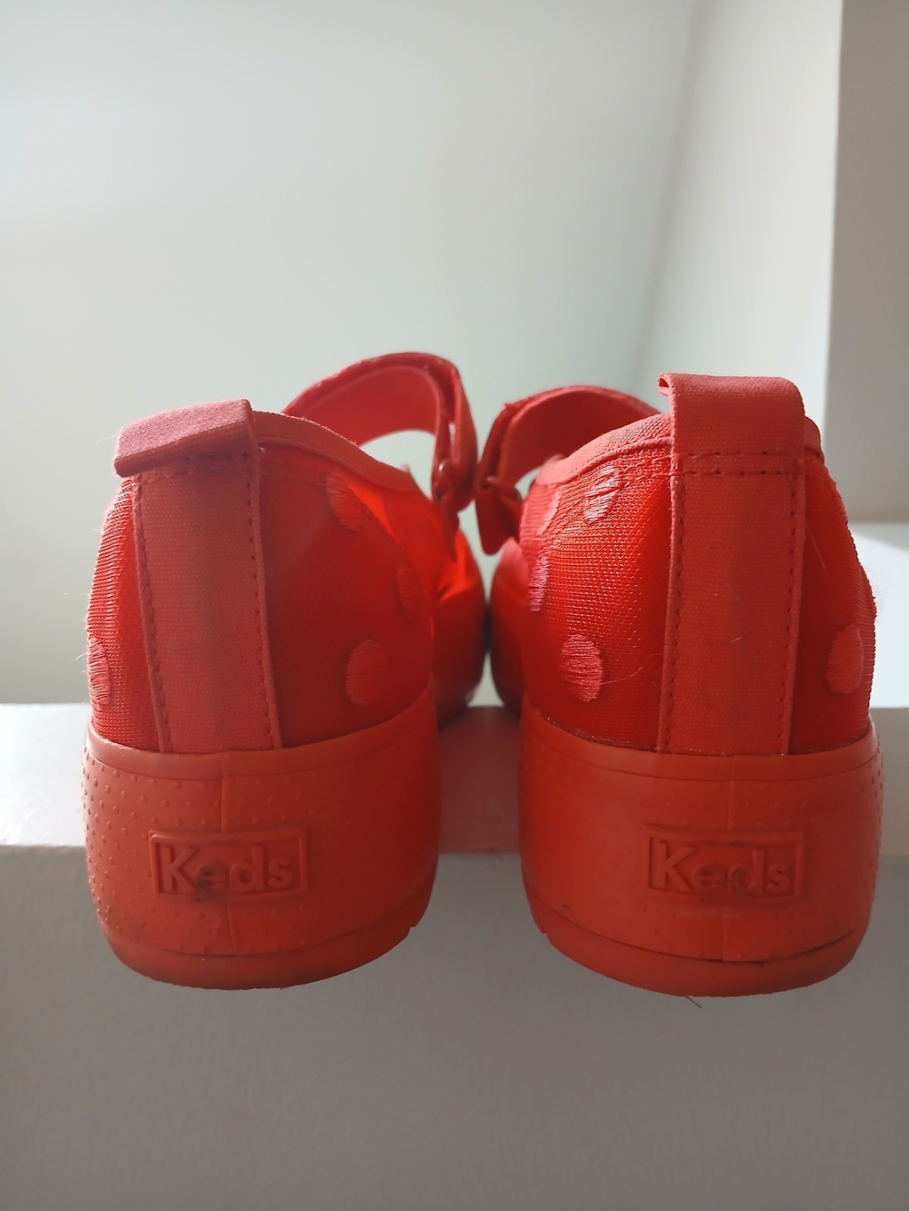 Keds x Batsheva Collab Red Mary Jane Sneakers with Polka Dot Texture - Picture 3 of 4